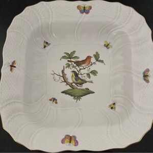 Rothschild Herend Square Porcelain Bowlwith Bird and Butterfly Design